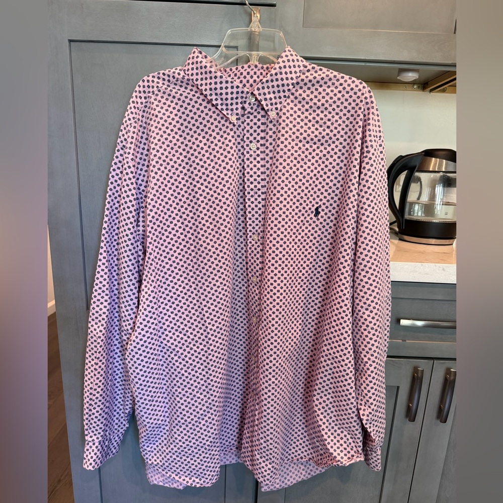 Ralph Lauren Pink and Navy Button Down Shirt